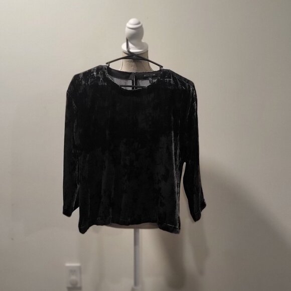 Eileen Fisher Dark Grey Crushed Velvet Blouse Size S/P - Picture 6 of 7